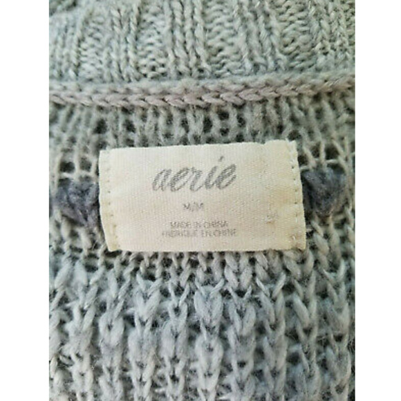 Aerie Blue Gray Cable Knit Acrylic Wool Cardigan - Picture 5 of 6